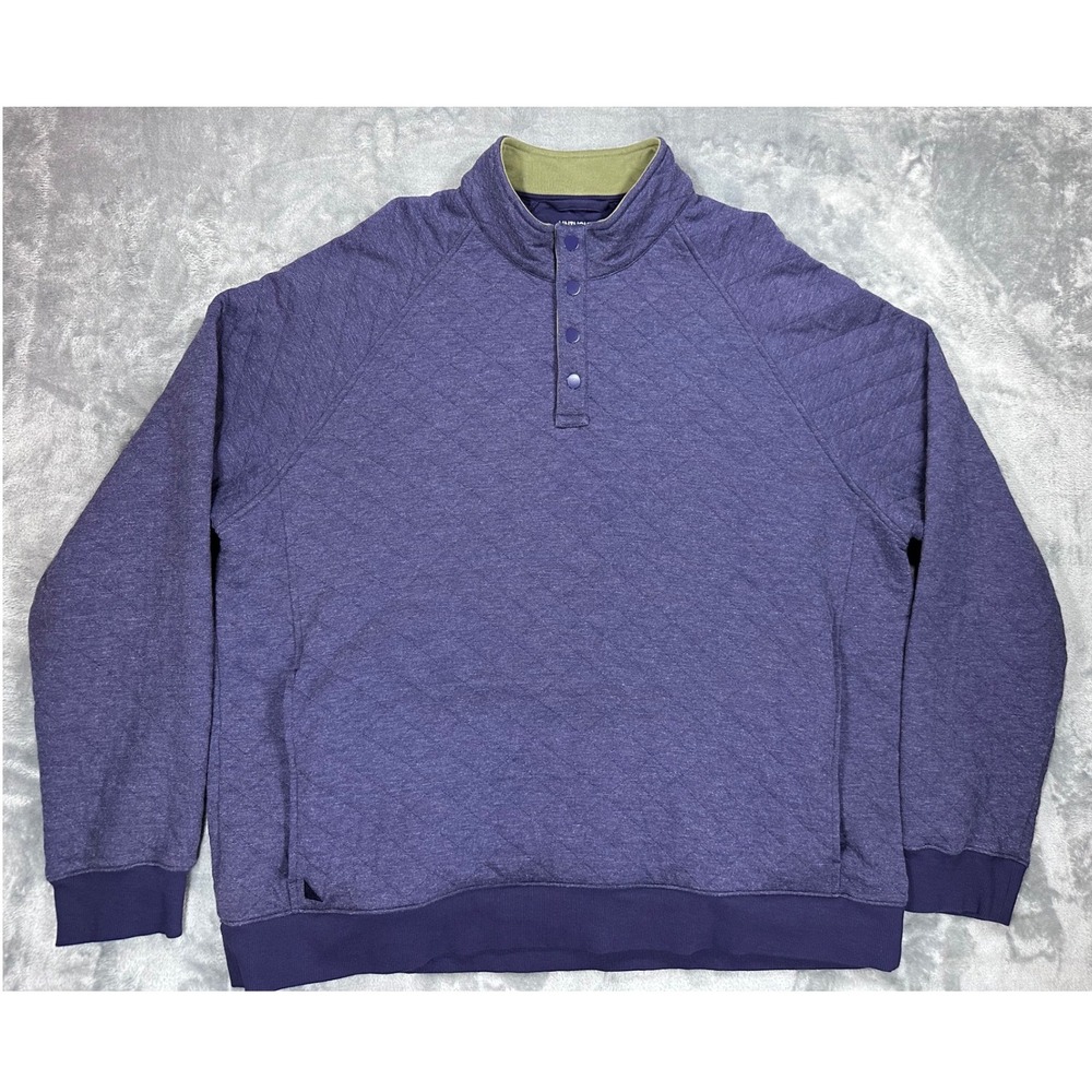 UNTUCKit Garrison Blue Quilted Snap Mock Neck Pullover Sweatshirt Mens XXXL 3XL